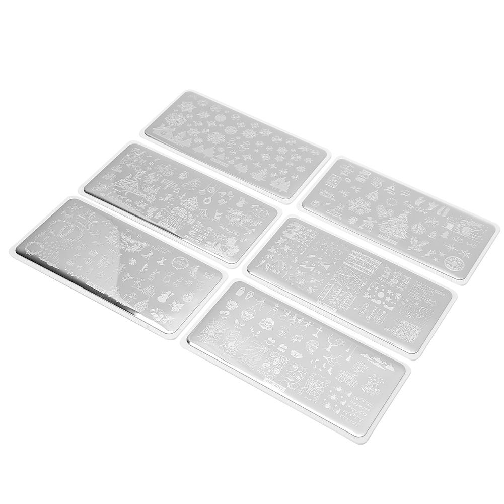 6Pcs Christmas Theme Nail Art Stamping Manicure DIY Template Image Plate Washable