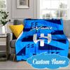 Custom Name Blue Hilal Crest Design Blanket bed sofa Blanket Flannel Blanket for Camping, Hiking, Picnic Essentials,gift for Fan family