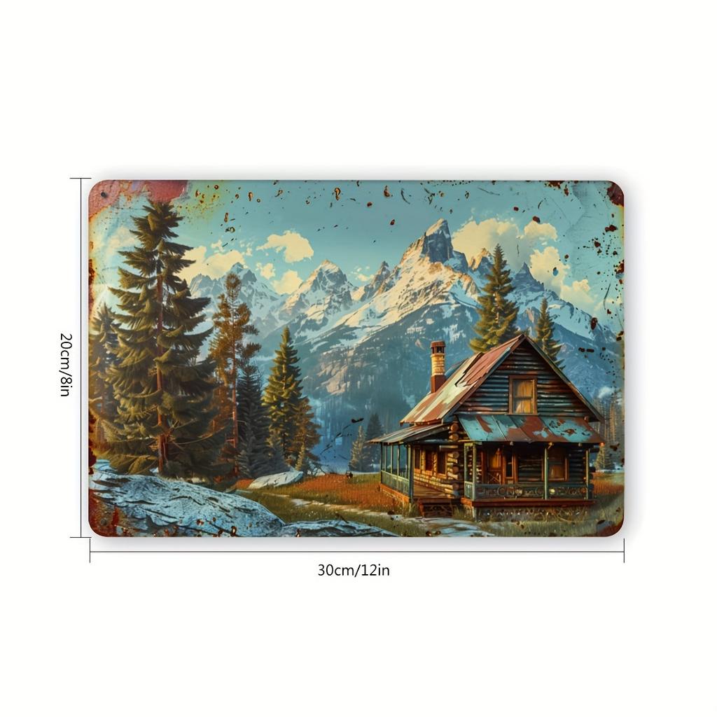 Vintage Metal Mountain House Sign Indoor Outdoor Decor Hanging Iron Art Wall Decor Suitable for Room Home Bedroom