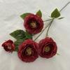 Long Branch Fu Character Fourhead Camellia Artificial Flower For Wedding Hall And Home Decoration