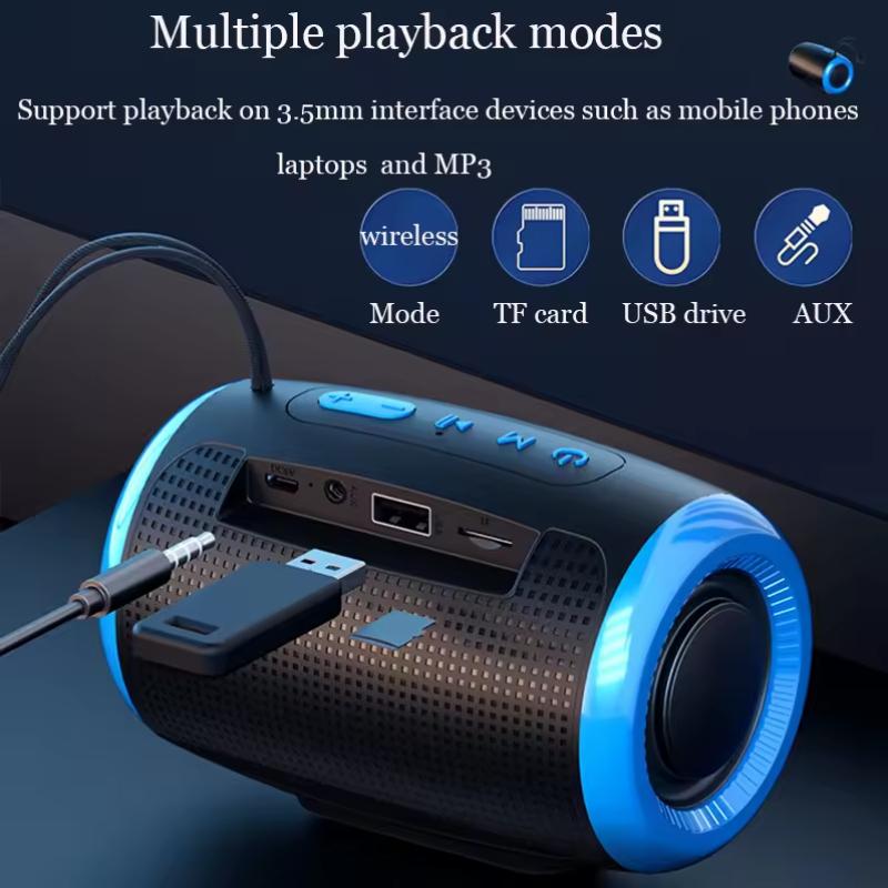 Portable Speaker Wireless Bluetooth Speakers with 5.3 Stereo FM/SD/USB Disk/Aux Modes Waterproof for Outdoor Hifi Sound TSN-1