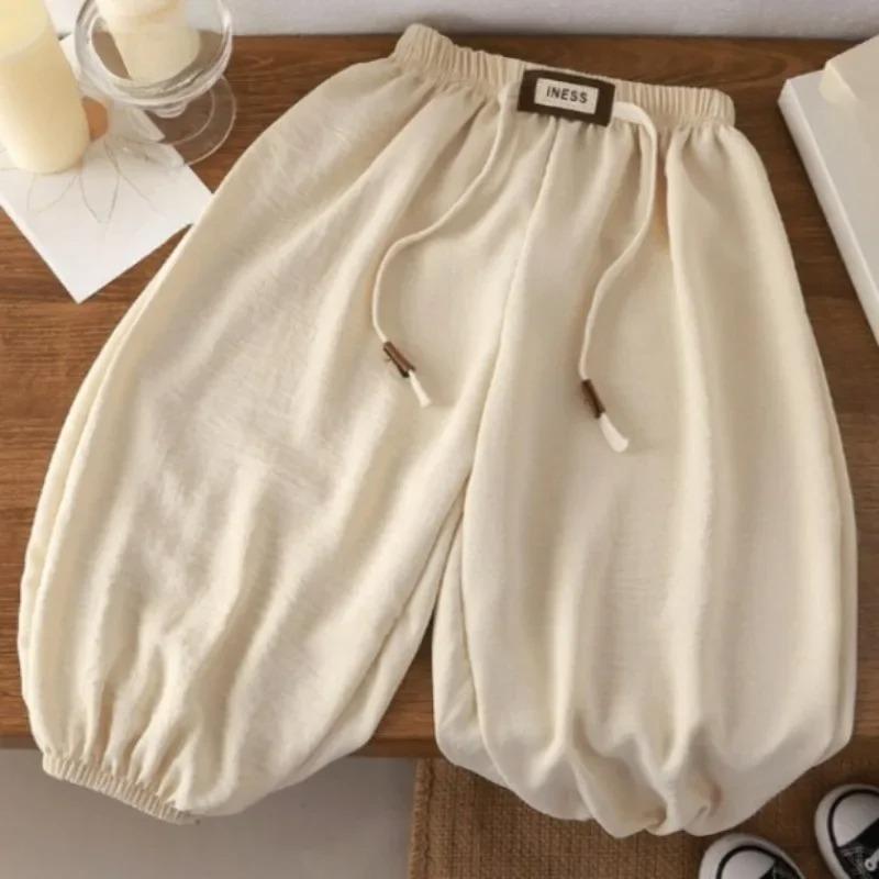 1-8 Years Children's Pants Summer Korean Loose Fit for Boys and Girls Solid Color Casual Sports Pant Baby Kids Jogger Pants