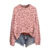 Women's Soft Leopard Print Neck Long Sleeve Sweater Pullover for Fall and Winter