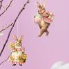 36pcs Easter Bunny Dangling Ornaments Retro Happy Easter Theme Wooden Tree Pendant Egg Rabbit Door Hangers Backdrop Decoration