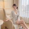 11 New Ice Silk Sexy Pajamas Ladies Summer Printed Lace Suspender Pajamas Bottom Vest Short Skirt with Chest Pad