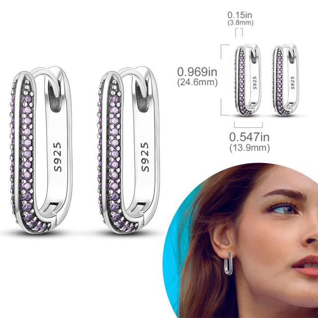 Silverfärgad U-formad dubbelbåge örhängen Cz Cubic Zircon Sparkling Pave Stud örhängen för kvinnor Mode smycken present