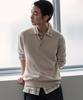 Washable Supima Cotton Long Sleeve Knitted Polo Shirt [Oatmeal]