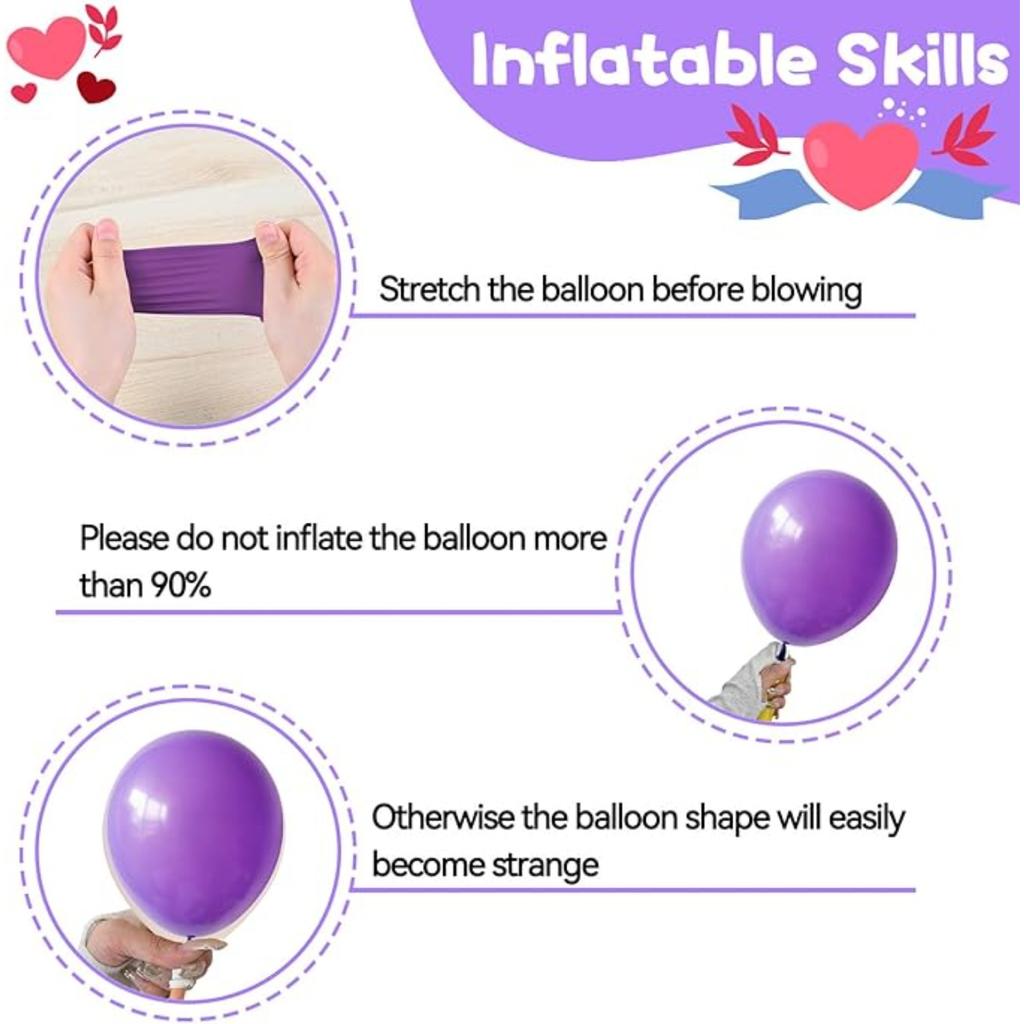58pcs Pink and Purple Themed Balloon Set 10-inch Black Metal Purple and Purple Pink Latex Balloons Birthday Party Decoration