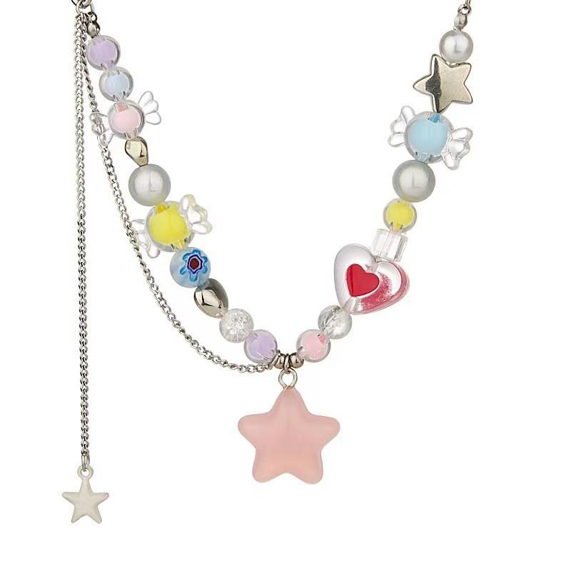 

IF ME Sweet Cool Star Candy Beads ожерелье для женщин серебряная цепочка с подвеской ожерелья аксессуары ювелирные изделия