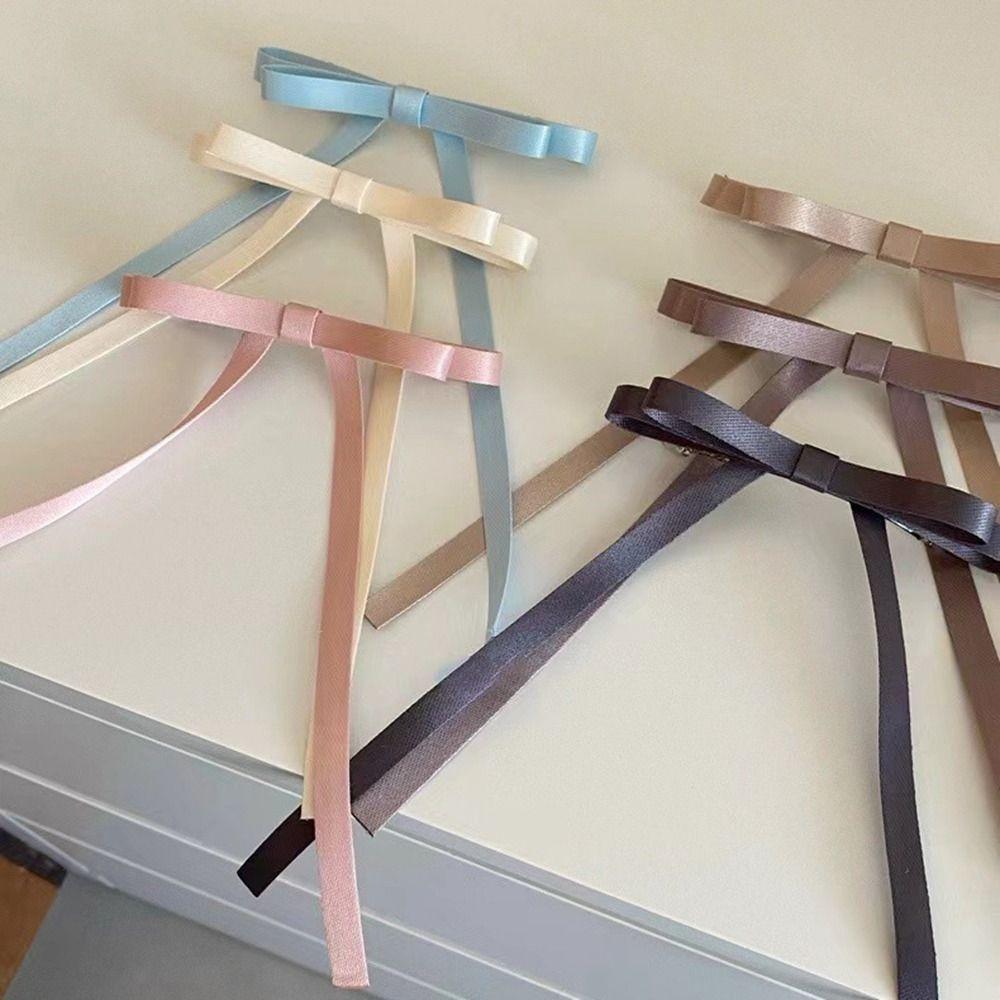 Long Tassel Ballet Style Hair Clip Ribbon Balletcore Bow Hairpin Simple   Student