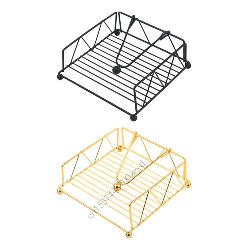 Modern Nordic Square Napkin Holder Iron Kitchen Storage For Dining Table Countertop Paper Rack P9YB