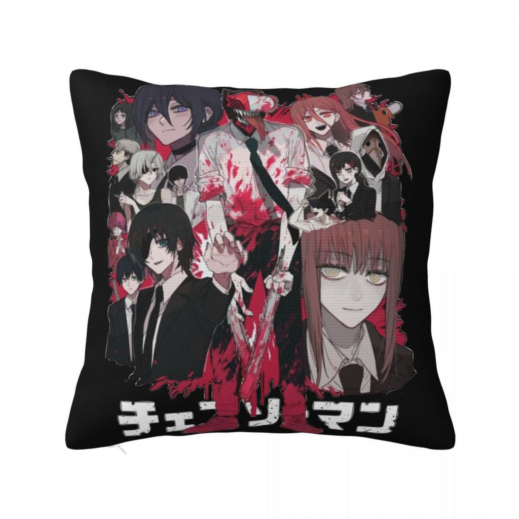Anime Chainsaw Man Pillow Case Cushion Covers Customized Polyester Decor Pillowcover for Seat 45x45cm