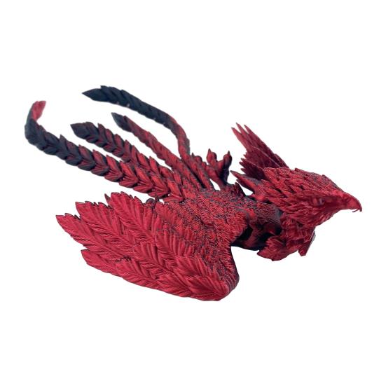 3D Printed Phoenix Toy Articulated Flexible Fidget Bird Figurine Cool Animal Statue Stress Relief красный черный
