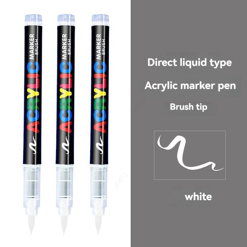 3/6Pcs Acrylic White Marker Brush Pens Black Paint Art Markers Set for Rock Painting Stone Ceramic Wood Tire Fabric Metal Canvas