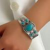 Turquoise Retro Court Style Open Bangle for Women, Japanese and Korean INS Inspired, Chic Niche Design