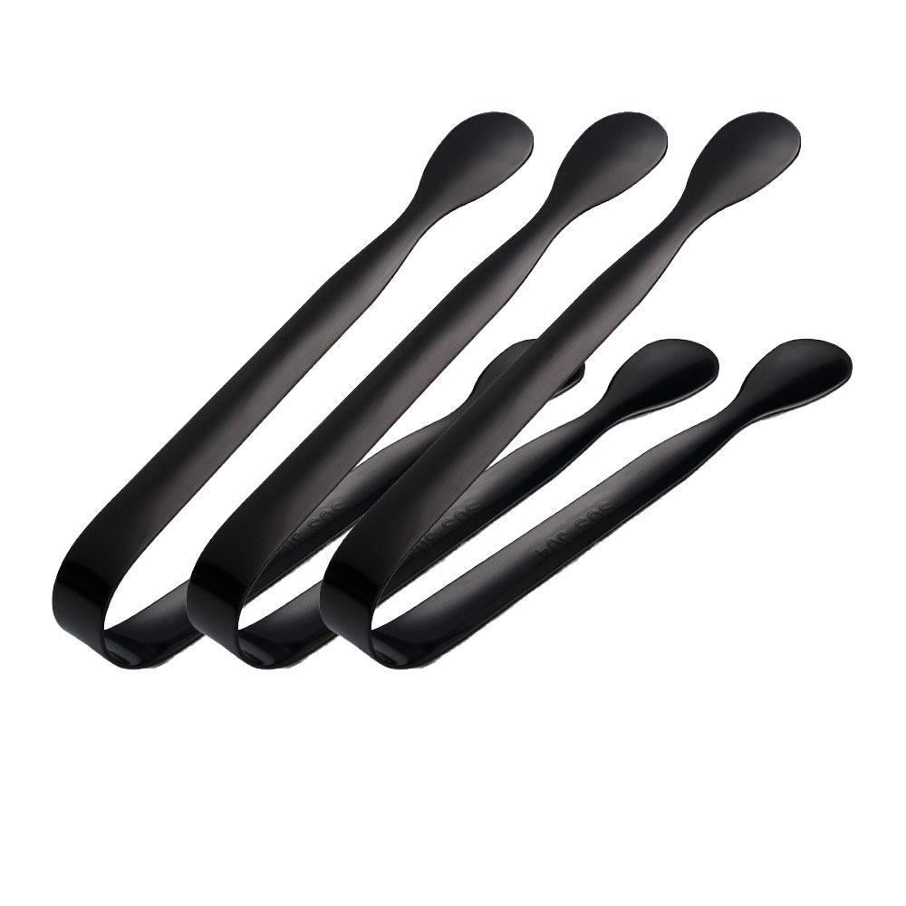 3pcs Stainless Steel Ice Cube Sugar Tongs Thickened Non Slip Bread Meat Fruit Clamp Ice Clamp Tool Cocktail Ice Tongs Coffee Bar