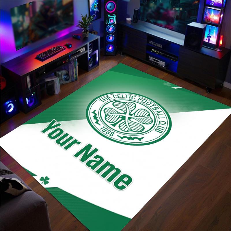 Crystal Velvet Rug Celtic FC Print Custom Name Text Floor Mat Home Decor