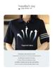 2025 Women's Summer Polo Collar Slimming Mid-Length Color Block Dress with Big Swing Cotton Skirt