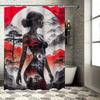 Fantasy Landscape Red Moonlight Woman Figure Shower Curtain Decoration Bathroom Waterproof Liner Printing Art Deco Anime Wall De