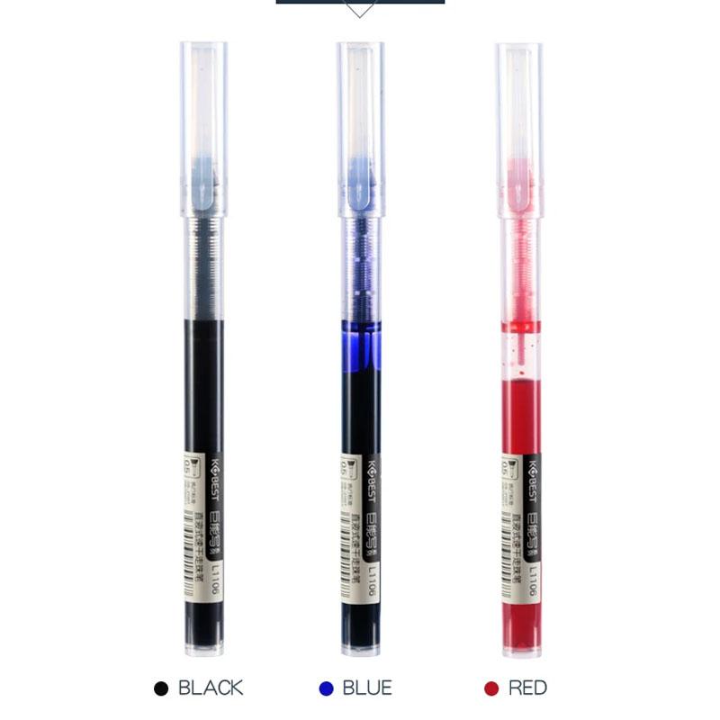 12pcs Student Neutral Straight Liquid Type Ballpoint Gel Pen 0.5mm Black Blue Red Writing Tools
