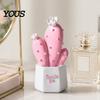 Multi-size Cactus Set Resin Figurines Home Ornament, Desktop Decor, Non-fading Figurine Geometric Planters Ornament for Office Modern Decor