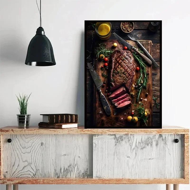 Juicy Hamburger Dessert Food Food Print Canvas Painting Wall Picture for Kitchen Room Modern Restaurant Bar Home Decor Poster