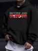 American Western Style Unisex Autumn Winter Print Hooded Long Sleeve Sweatshirt, Swiss Snow Mountain Scenery Easy Print Hoodie, Nordic Cool Style, Com