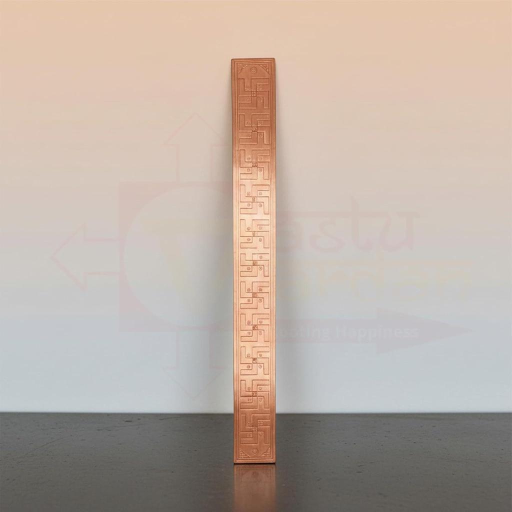 Copper Swastik strip for Door Entrance | Pure Copper Patti for Vastu Correction | Copper Swastik Strip for Enhancing Energy Flow