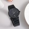 [BUREI] Men's Analog Quartz Watch, Simple, Stylish, Date Display, Waterproof, Stainless Steel Band, Large Dial, Black, Popular, Fashionable, Gentleman