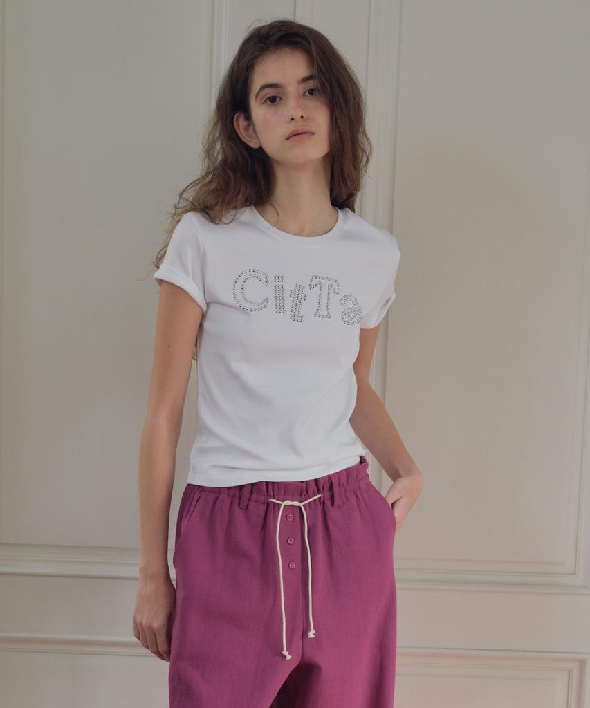 CITTA Signature Stud Logo Slim Fit T-Shirt_Ctt3025(White)