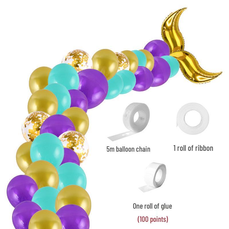 Mermaid Balloon Column Set with 12 Tail & Latex Balloons for Birthday Party Decor
