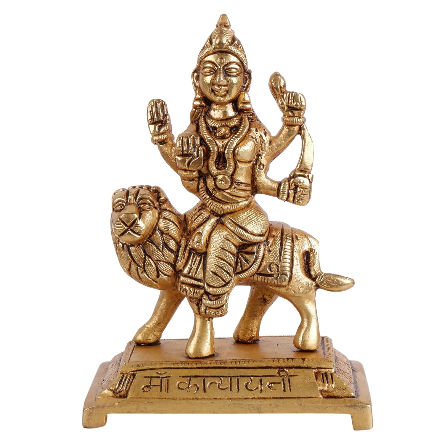 Maa Katyayani Religious Idol & Worshipping Maa Katyayani Figurine, Brass, Gold