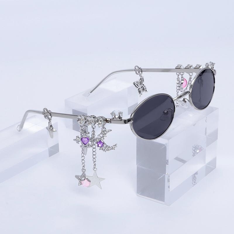 Personalized Sweet Cool Spicy Girl Eyeglasses  Star Diamond Small Frame Elliptical Glasses For Women Trendy Eyeglasses