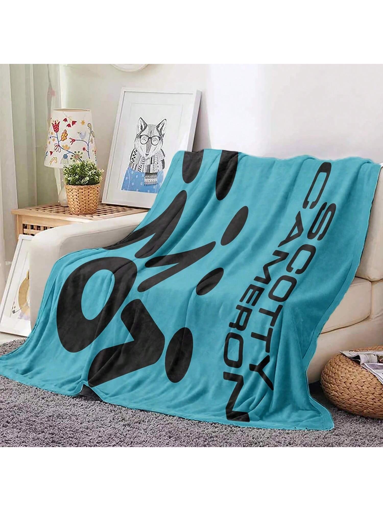

VIKAMA Scotty Camerons Microfiber Printed Blanket Ultra-Soft Short Pile Anti-Hooking Playroom Living Room Blanket 75X95CM сірий колір