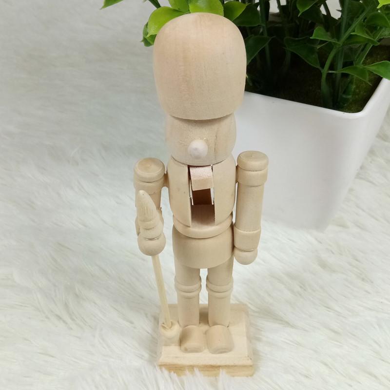 6PCs Christmas DIY Crafts Wooden Unfinished Nutcracker Figurine Unpainted Nutcracker Puppet Walnut Soldier Ornament Unfinished