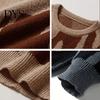 Comfy Casual Sweater Women Round Neck Long Sleeve Contrast Color Knitting Tops Loose Fit Printed Elastic Knitwear Daily Wear Pullover
