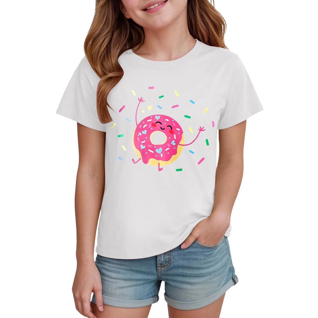 Kids Print Short Sleeve T-Shirt - Round Neck Casual Tee for Children