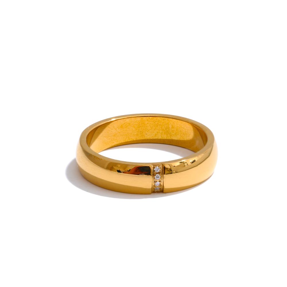 Eetit High Quality Polished Metal Cubic Zircon Golden PVD Ring Charm PVD Plated Stainless Steel Fashion Trend Jewelry
