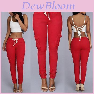Fashionable Sexy Women High Waist Stretch Slim Casual Pants With Elegant Pockets