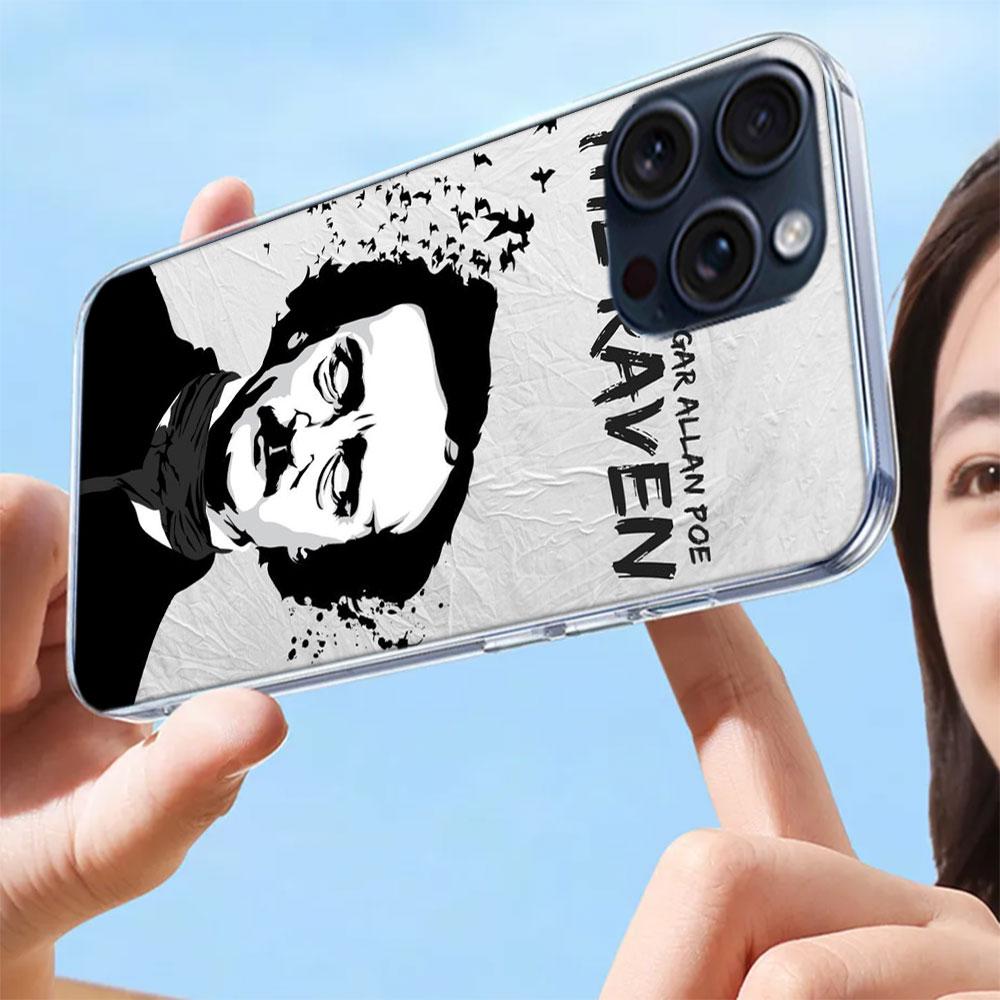 Edgar Allan Poe Clear Phone Case For Iphone 17 Air 16 Pro Max 15 Pro 14 Plus 17E 16E 11 13 12 Mini Cover Cases Fundas Cell TPU C