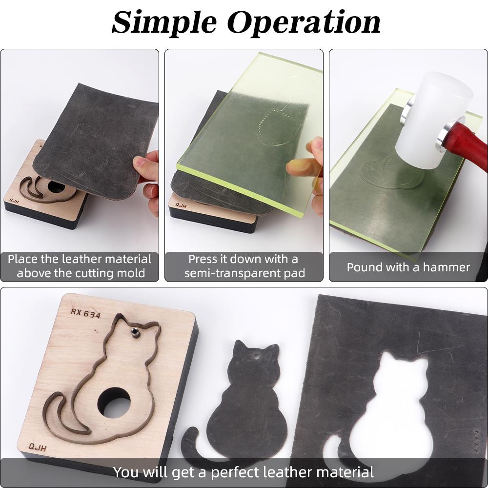 1pc leather handmade stamping cutting die mold, cat shaped punch template, DIY making leather cat hanging decorate puncher tool