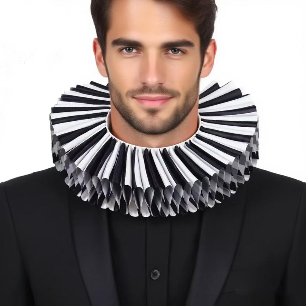 Theater Grade Elizabethan Collar Set For Clown Costumes Machine Washable Polyester Roleplay Accessories
