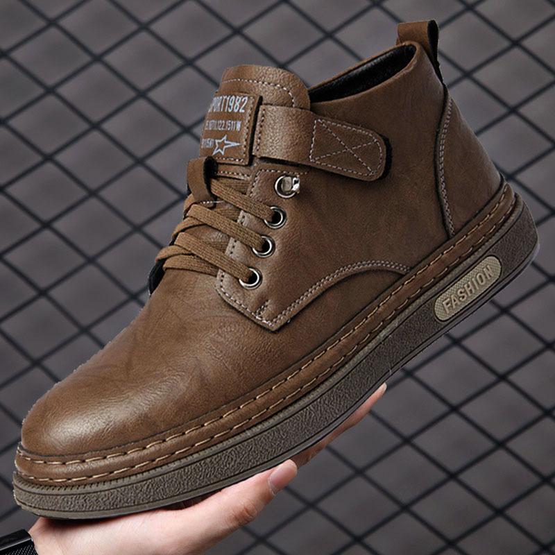 

Martin boots men s 2025 new autumn and winter retro high-top men s shoes casual leather velvet warm platform short boots 44