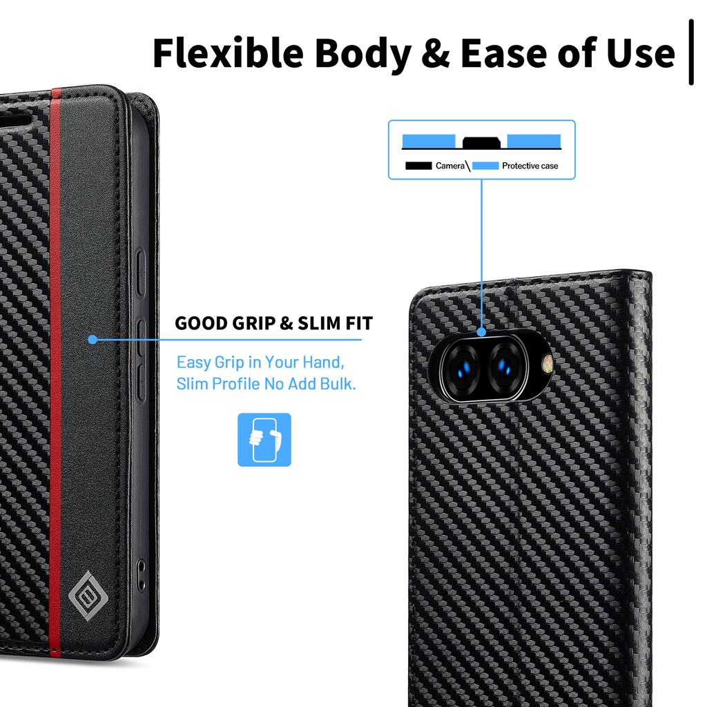 Luxury Carbon Fiber Leather Wallet Case For Google Pixel 10 Pro XL 9A 9 8 8A 7A 7 6A 6 10A 10 Magnetic Flip Book Bag Cover