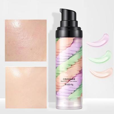 3-farbige Regenbogen-Isolationscreme, feuchtigkeitsspendende Make-up-Grundierung, Ölkontroll-Grundierung, erhellt den Hautton, Concealer, Gesichts-Make-up