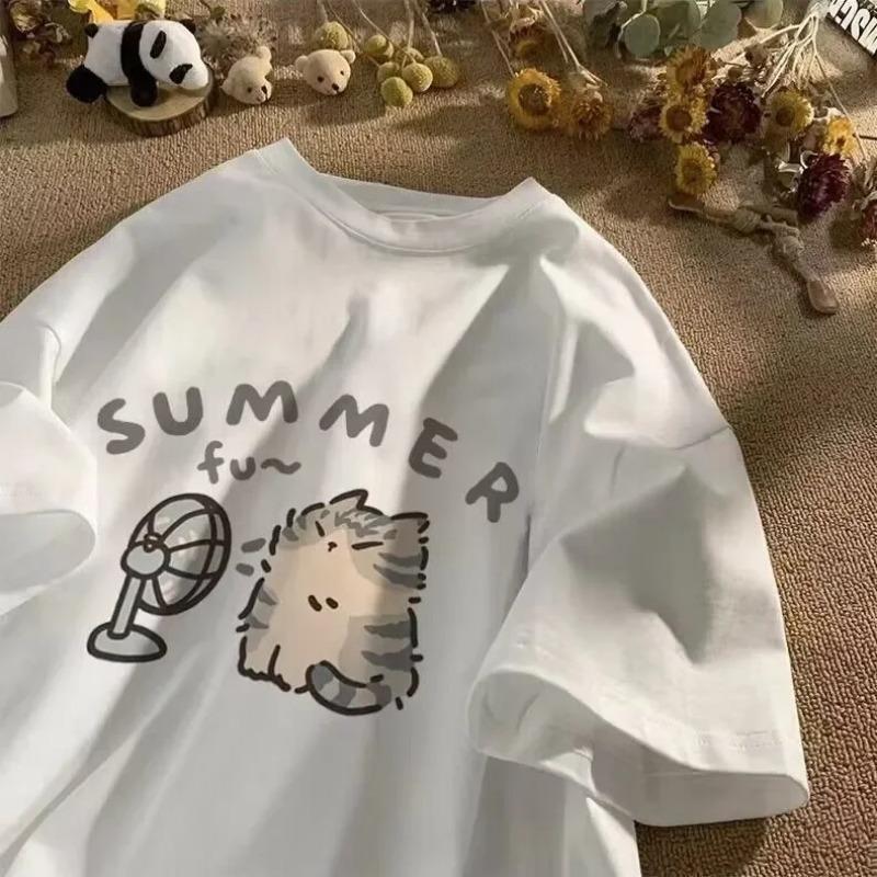 M-5XL Plue Size Summer Simple Casual Men/Women Harajuku Style Printed Plus Size Loose Short Sleeved T-shirt