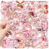 50 Pink Fairy Tale Stickers Pack Waterproof Transparent PET Hand Account Girl Material Decorative Guitar Notebook