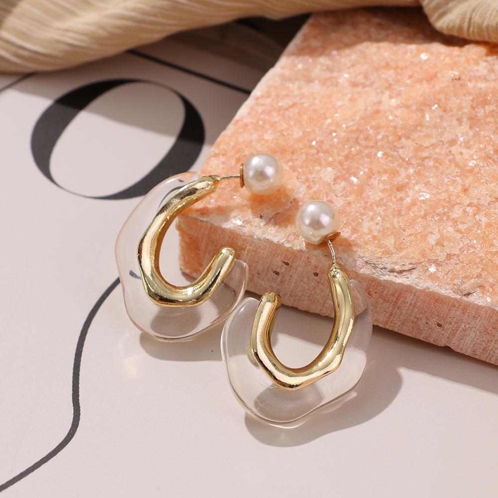 Retro Simple Candy Color Resin Earrings Color U-shaped Earrings Solid Color Earrings Fashion Trend Earrings