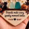 Elegant Friendship Jewelry Keepsake Heart-Shaped Sea Glass Art Ornament, 2D Flat Heart Shaped Coastal Decor Keepsake, Halloween Pumpkin Black