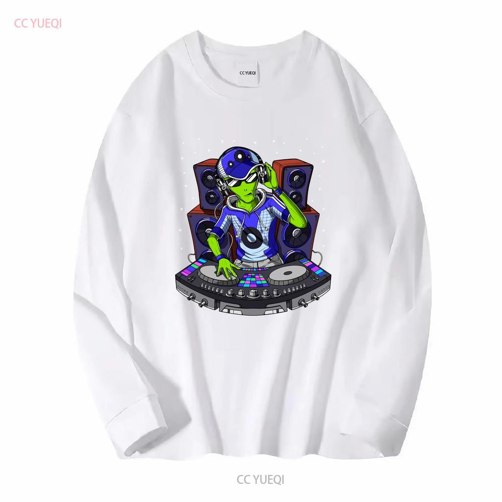Alien Techno DJ T Shirt Psytrance Dubstep Music House EDM Festival Clothing Outfit Long or Short Sleeves Vintage Washed Soft